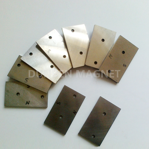 Cast alnico block magnet with holes and N S Poles for motor 