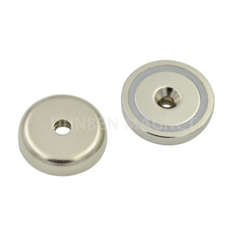Neodymium Mounting Round Base Shallow Pot Magnet with a countersunk hole,Powerful neodymium cup magnet