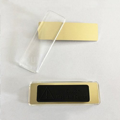Magnetic Acrylic Badge Holder, identity name plate tag glass plastic conference magnet name badge holders shop office ID cards tag badge